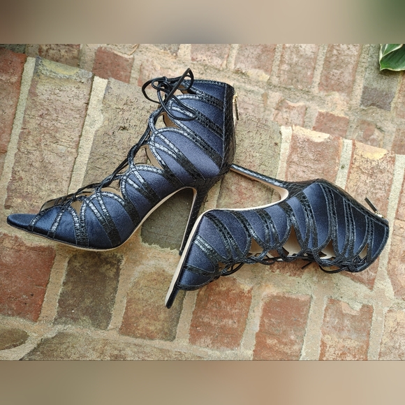 PRISTINE! JIMMY CHOO "FELINE" BLUE SUEDE AND ELAPHE SNAKE BOOTIES, 39 - Picture 14 of 16